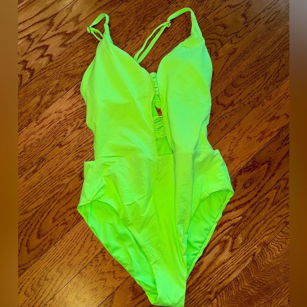 Neon green one piece swimsuit
